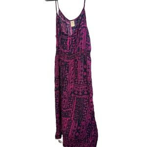 Faded Glory Pink and Black Patterned Maxi Dress
